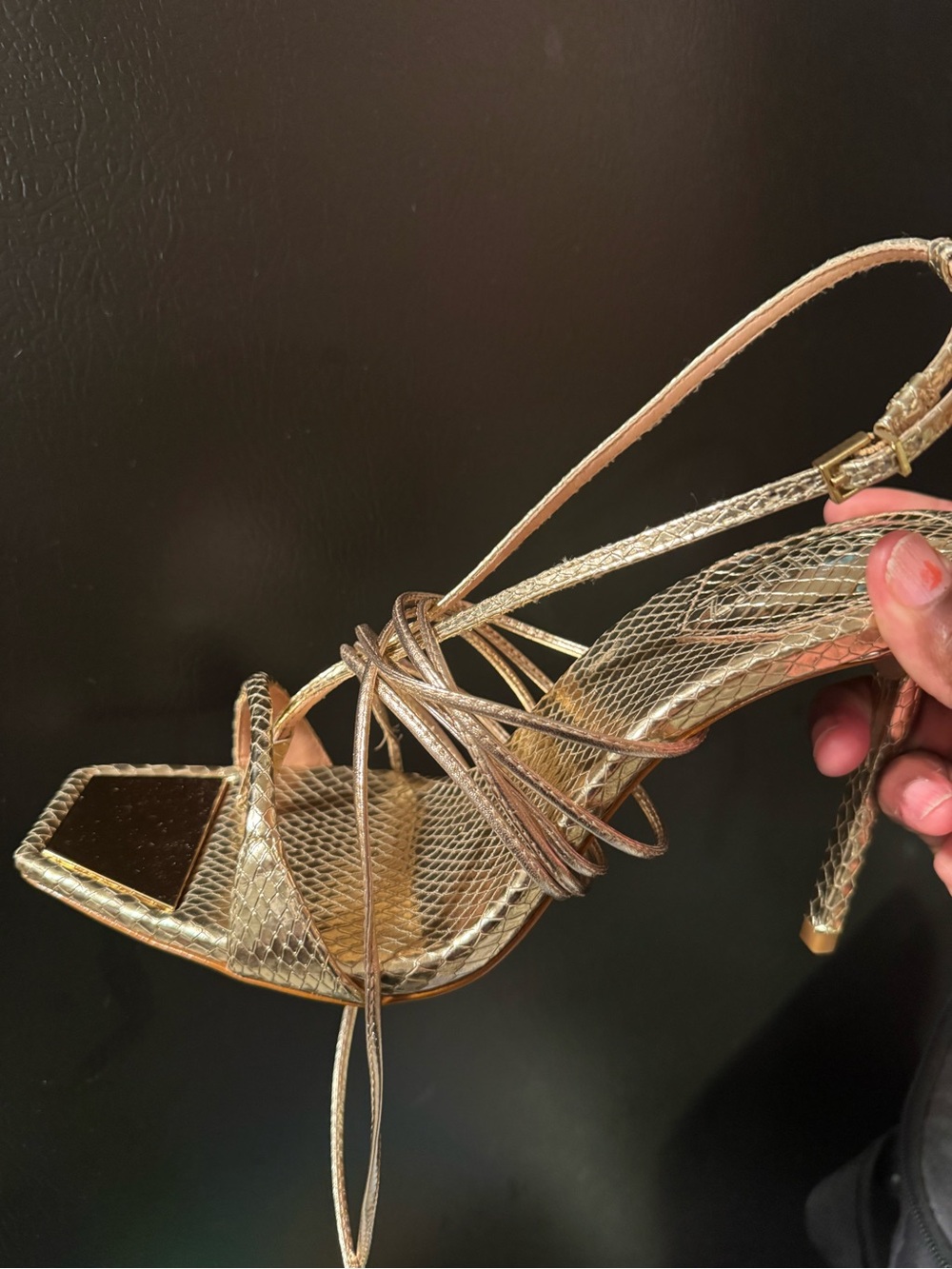 SCHUTZ Metallic Gold Strappy High Heel Sandal No box cloth bag included